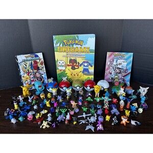 Pokémon Lot. 100 + Figures Of Various Sizes, 5 Pokeballs W/Figures, Books, Pins